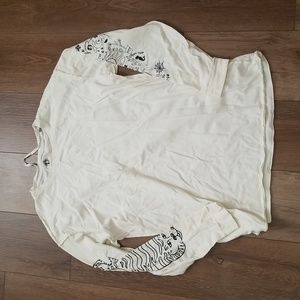 We The Free Up to Us Doodle Organic Cotton Long Sleeve Tee Tiger Oversized